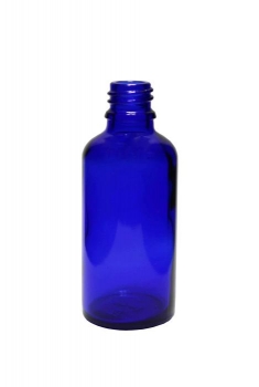 Blauglasflasche 50ml, Mündung DIN18  Lieferung ohne Verschluss, bei Bedarf bitte separat bestellen.